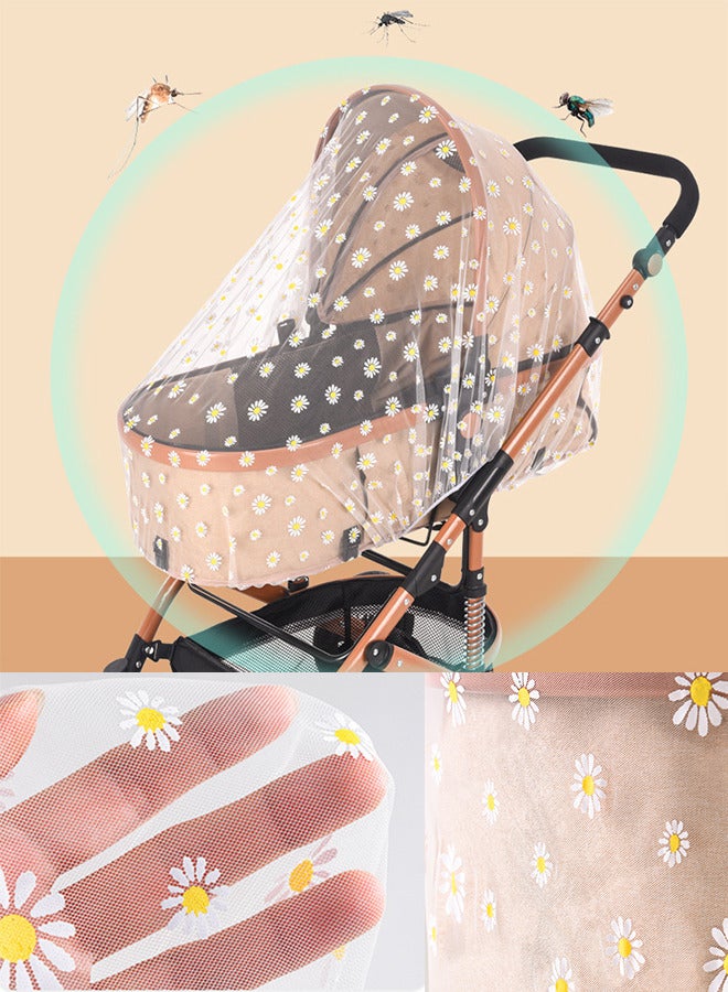 Universal Printed Flowers Mosquito Net for Baby Stroller Bug Net Fit for Bassinets Cradles Playards Portable Mini Crib and More - Image 1