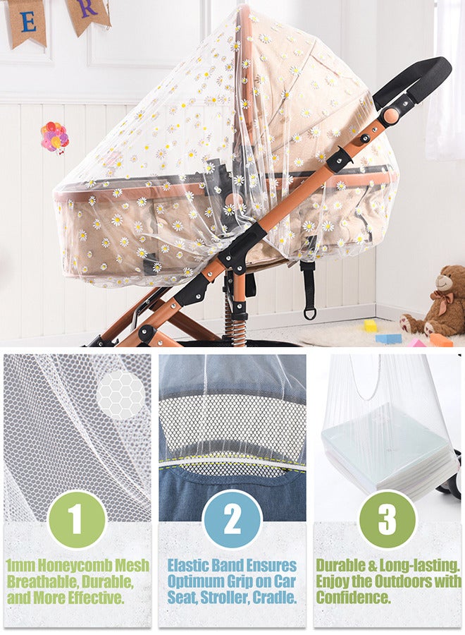 Universal Printed Flowers Mosquito Net for Baby Stroller Bug Net Fit for Bassinets Cradles Playards Portable Mini Crib and More - Image 3