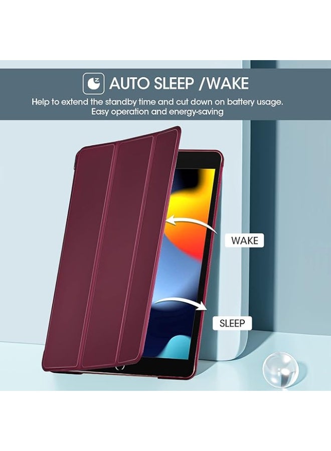 برو كيسيز جراب حماية لجهاز اي باد 10.2 الجيل التاسع 2021/ اي باد الجيل الثامن 2020/ اي باد الجيل السابع 2019 ، جراب اي باد الجيل التاسع، حافظة ذكية نحيفة صلبة لجهاز اي باد 10.2 بوصة- نبيذي، ظهر صلب - Image 5