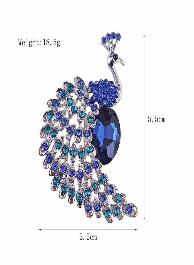 MarveBard Rhinestone Peacock Brooch for Women Sparkling Crystal Peacock Brooch Pin Vintage Animal Brooch Elegant Clothing Hat Bag Accessories Christmas Birthday Banquet Jewelry (Blue) - Image 5