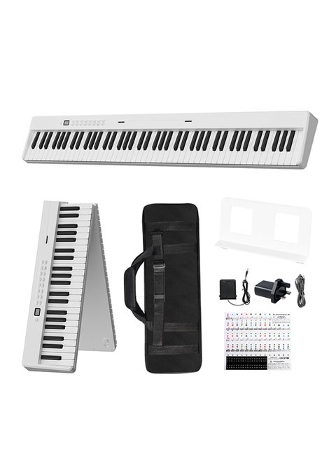 Folding Piano Keyboard, 88 Key Semi Weighted Keyboards Electric Piano, Full Size Keyboard Portable Digital Piano with Sustain Pedal, Handbag, Bluetooth, USB MIDI for Beginner, Adult