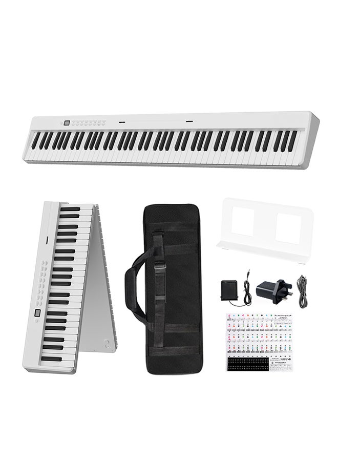 Folding Piano Keyboard, 88 Key Semi Weighted Keyboards Electric Piano, Full Size Keyboard Portable Digital Piano with Sustain Pedal, Handbag, Bluetooth, USB MIDI for Beginner, Adult