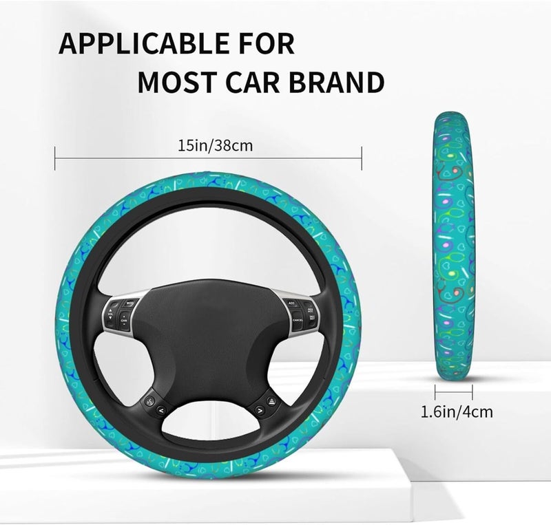 Car Steering Wheel Cover for Women Men, Non-Slip Breathable Steering Wheel, Medical Theme Nurse Steering Wheel Protector, Car Accessories - Image 4