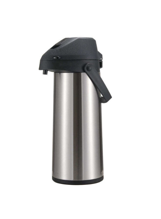 2.5L Insulated Stainless Steel Airpot Thermal Coffee Carafe with Lever Pump - Double Walled Beverage Dispenser & Thermos Urn for Hot/Cold Water, Tea & Karak, For Parties, Office & Family Gatherings, Silver/Black - Image 1