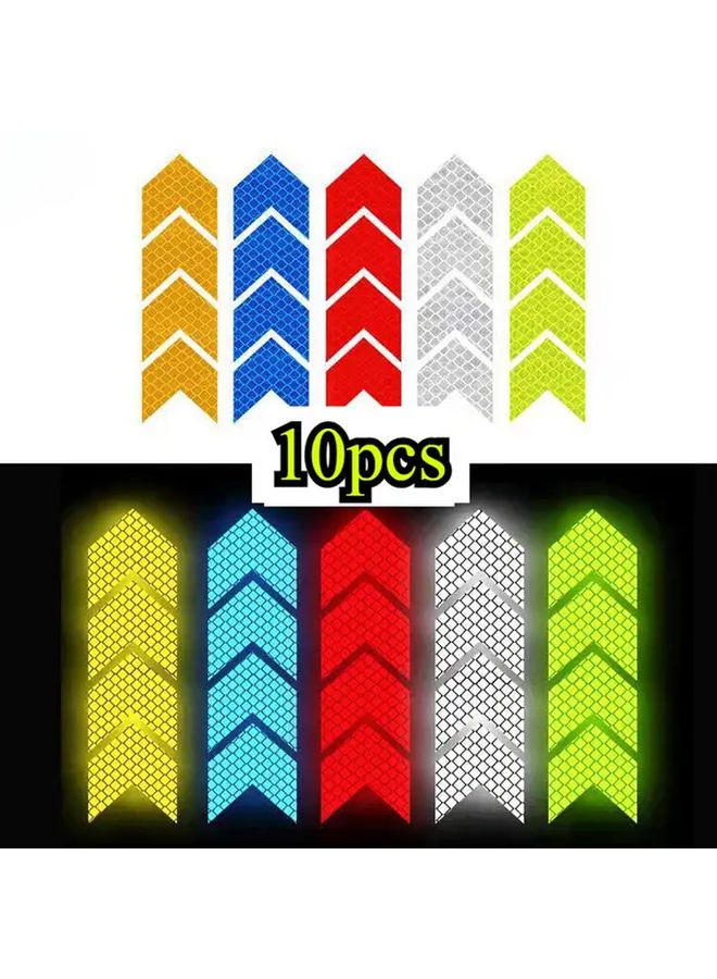 White Reflective Arrow Decal Set 10pcs Glow In The Dark Safety Stickers For Car Motorcycle - Image 2