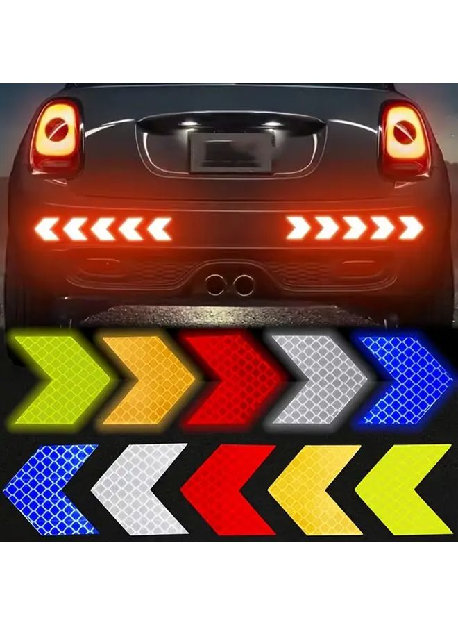 White Reflective Arrow Decal Set 10pcs Glow In The Dark Safety Stickers For Car Motorcycle - Image 1