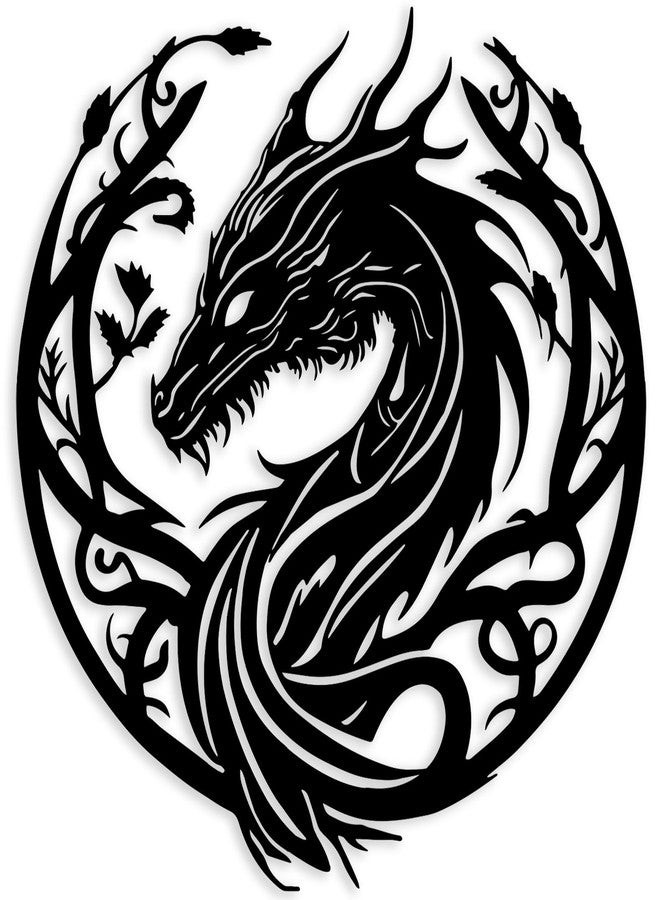 RESACO Metal Dragon Wall Art Dragon Wall Decor Western Room Decor Man Cave Decorative Dragon Head Wall Mount Dragon Lover Gifts - Image 1