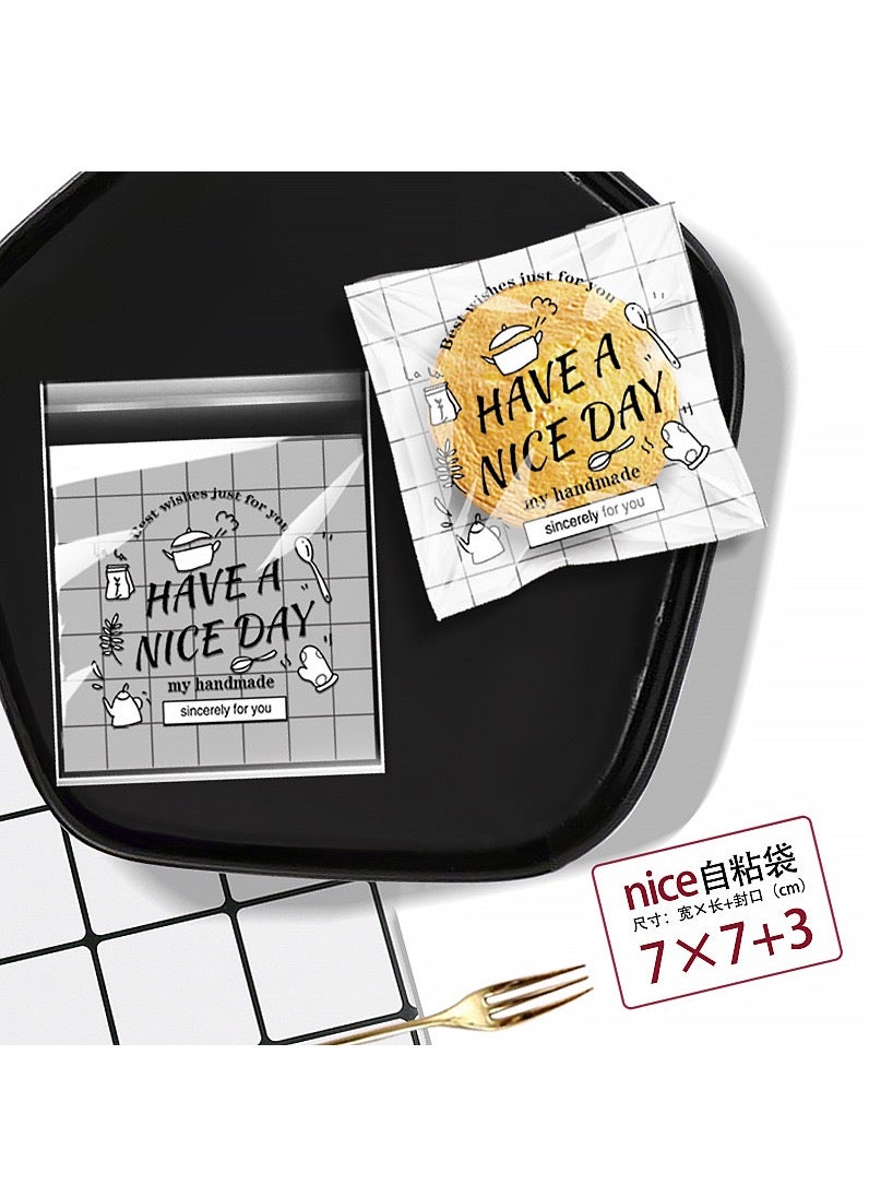 Food grade plastic packing bags for cookies candy bakery biscuits self adhesive food cookies packaging bags transparent snack small plastic opp bags 100 pcs size 7*7+3cm - Image 1