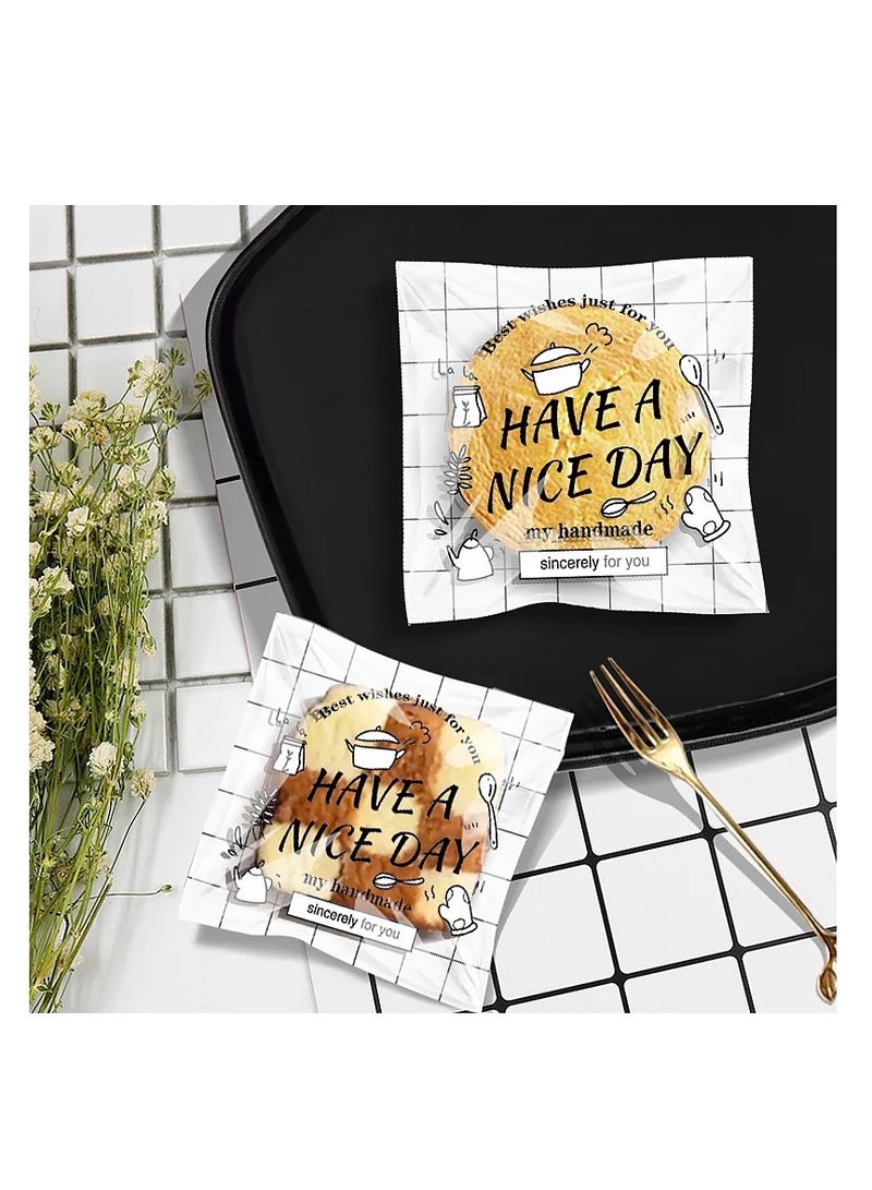 Food grade plastic packing bags for cookies candy bakery biscuits self adhesive food cookies packaging bags transparent snack small plastic opp bags 100 pcs size 7*7+3cm - Image 2