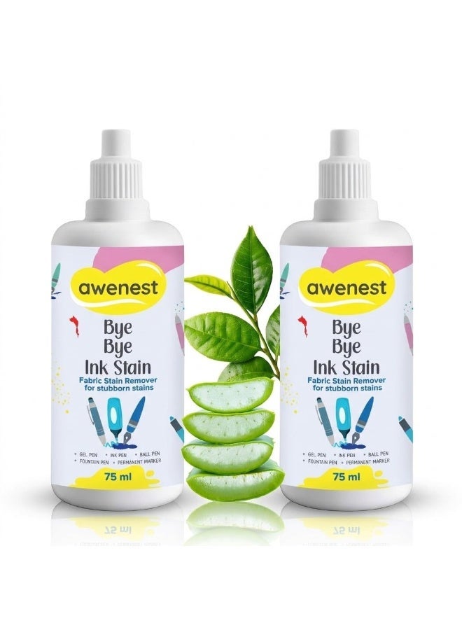 awenest Bye Bye Ink Stain | Fabric Stain Remover for Ink, Pen, Marker, and Fountain Pen Stains | Quick & Effective Stubborn Ink Removal | 75 ml Bottle | pack of 2 - Image 1