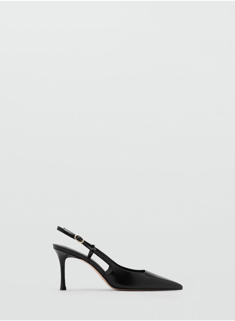 MANGO Pointed-Toe Leather Heeled Shoes  - Image 1
