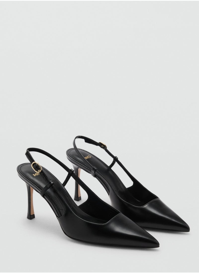 MANGO Pointed-Toe Leather Heeled Shoes  - Image 2