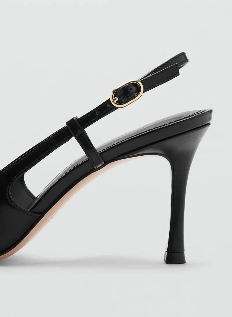 مانجو Pointed-Toe Leather Heeled Shoes