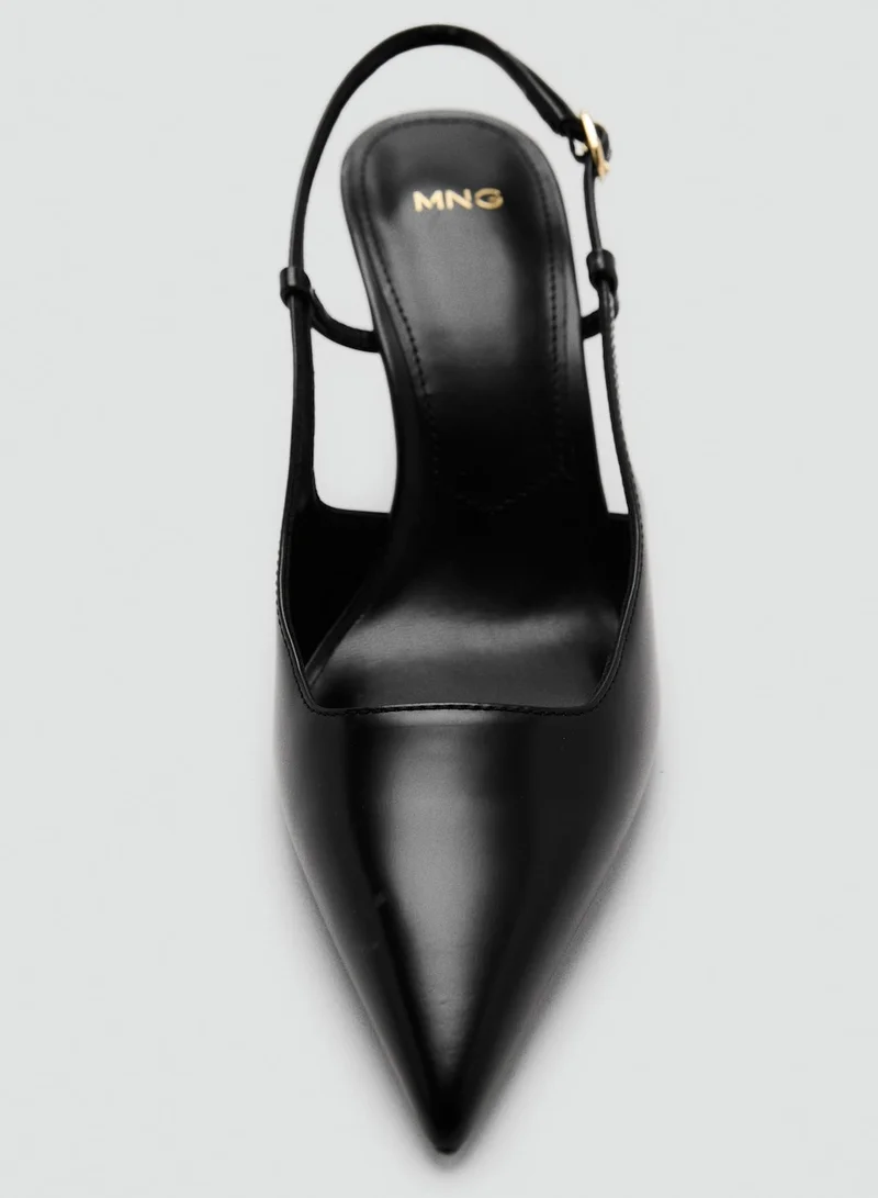 مانجو Pointed-Toe Leather Heeled Shoes