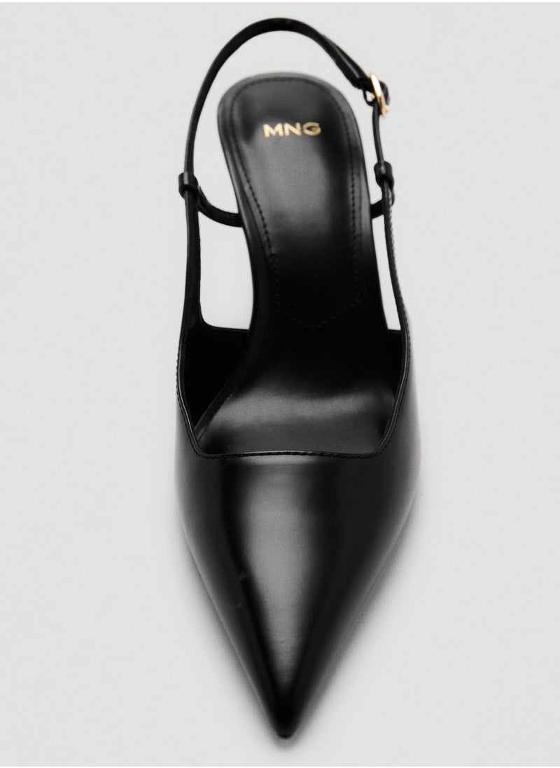 MANGO Pointed-Toe Leather Heeled Shoes  - Image 5