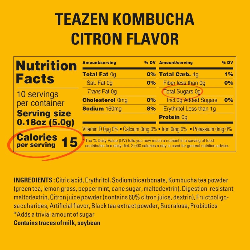 TEAZEN Kombucha Citron Probiotic Drink Mix - Image 2