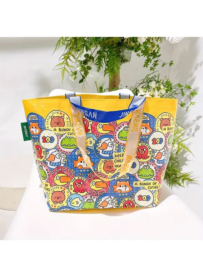 Large Capacity Foldable Shopping Tote Bag With Fun Zoo Animal Pattern - Image 3