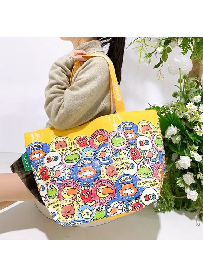 Large Capacity Foldable Shopping Tote Bag With Fun Zoo Animal Pattern - Image 5