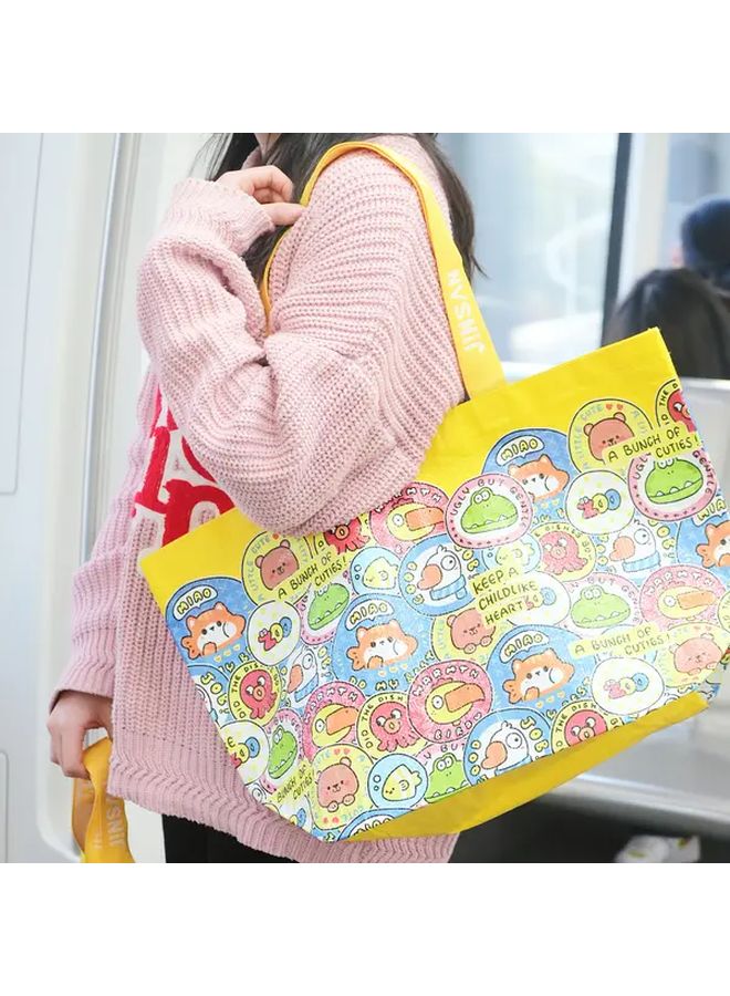 Large Capacity Foldable Shopping Tote Bag With Fun Zoo Animal Pattern - Image 1