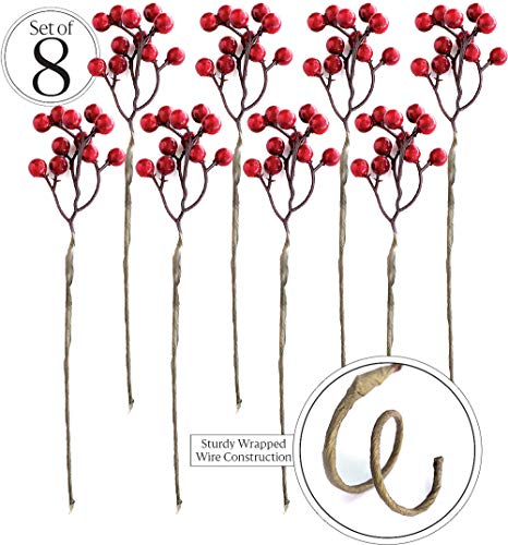 OLYPHAN Red Berry Picks Pip Berry Stems Winter Floral Sprays DIY Crafts, Wreath, Garland, Christmas Berries Ornaments Decoration-Decorative Home Holiday Decor, Table Centerpiece - Image 3