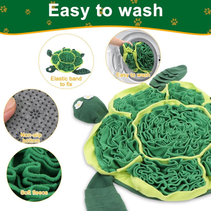FLERDMAU Snuffle Mat for Dogs - Interactive Puzzle Feeding Game for Stress Relief & Foraging Skills | Dog Toys to Keep Them Busy | Small/Medium/Large Dogs Turtle Design - Image 2