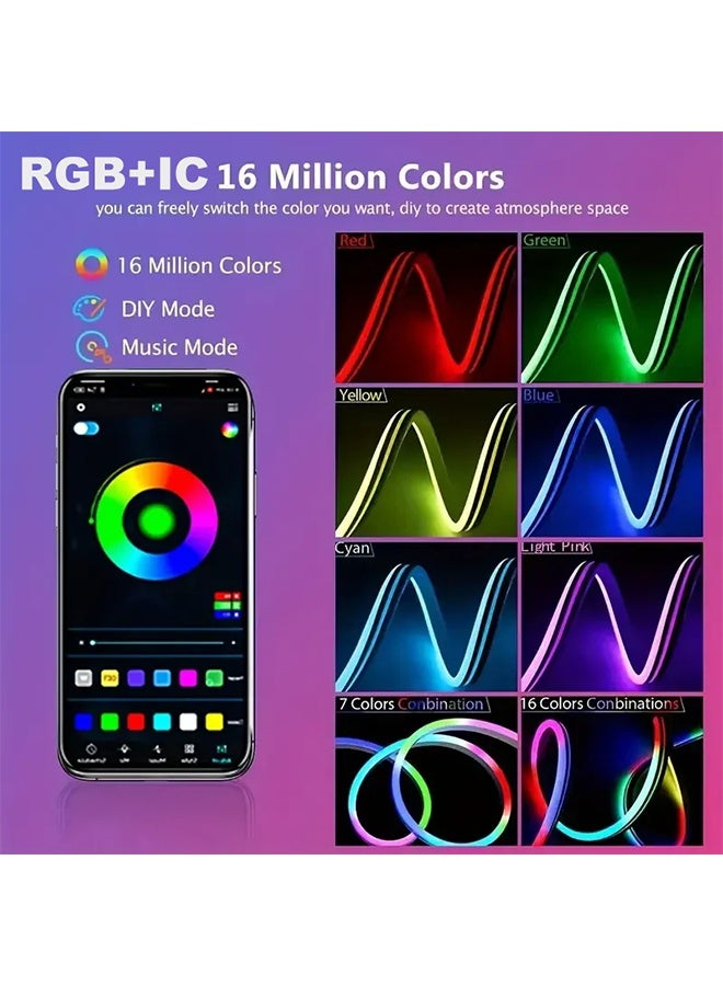 يان تي الأضواء النيونية RGBIC القابلة للانحناء (2 متر): تحكم عبر تطبيق بلوتوث بمنفذ USB 5V، مزامنة مع الموسيقى وتغيير ألوان تلقائي، مقاومة للماء ومثالية لديكور غرف النوم والمنزل.  - Image 4
