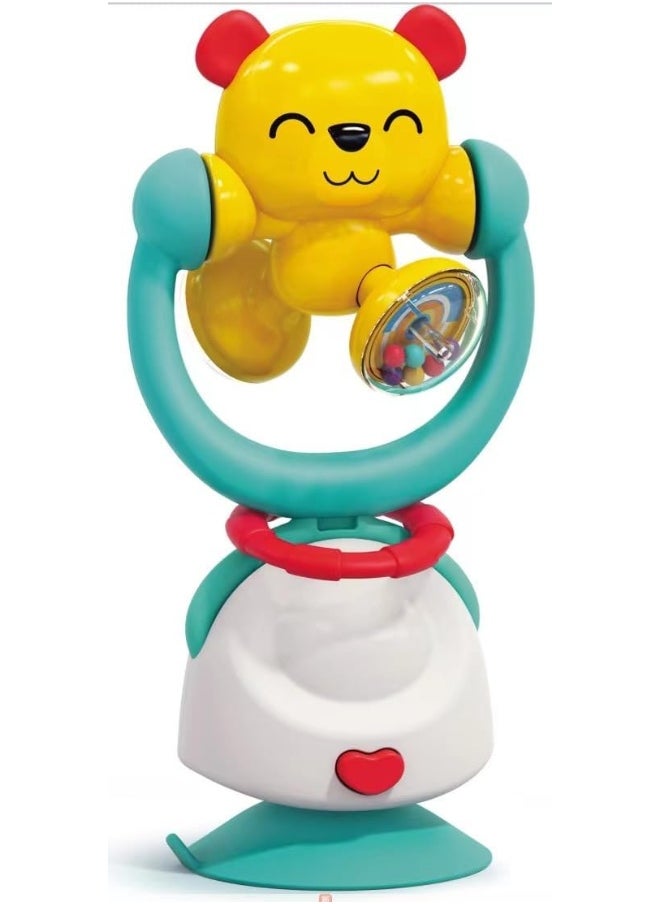 HOLA 2In1 Highchair Toys & Baby Rattle Toys Bear, Mealtime Toys, Teething Relief, Fine Motor Skills, Bright Colors, Sensory Toys, Baby Toys, Teether, Baby Rattle, Animal Rattle, Suction Toys 6M+  - Image 1