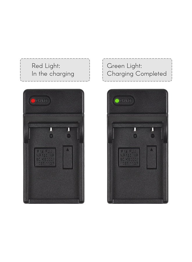 NP-120 Battery Charger with LED Indicator Type-C Port & USB Cable Compatible with ORDRO HDR-AC3/ HDR-AC5/ HDR-AZ50/ HDR-V12/ HDR-V7 plus Digital Video Camera Camcorder Batteries