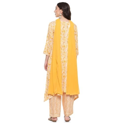 BIBA Women Printed Rayon Straight Salwar Kurta With Dupatta-(Skd9677_Yellow_32) - Image 4
