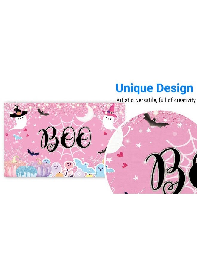 Funnytree Pastel Halloween Backdrop Pink Ghost Girls Birthday Party Background Boo Theme Hallowmas Banner Cute Spooky Bat Pumpkin Decoration Supplies Photo Booth Prop - Image 3