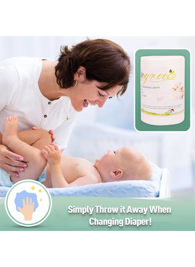 Unscented Diaper Liners,Fragance Free and Chlorine Free - 100 Sheets Per Roll (1 Roll)