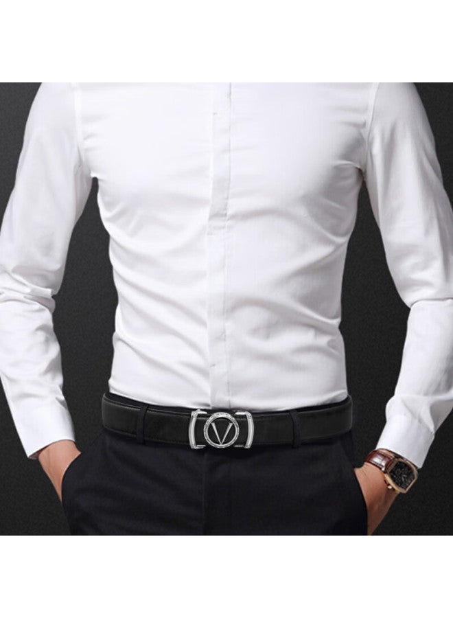 Cow Men's Fashion Color-changing Leather Belt Automatic Buckle Casual Belt C-1001 Silver - Image 3
