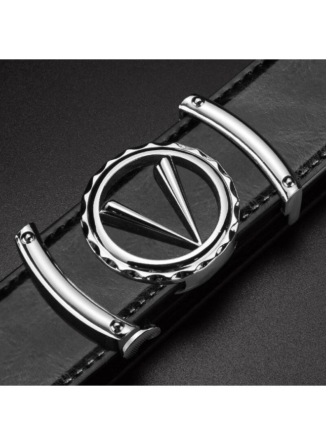 Cow Men's Fashion Color-changing Leather Belt Automatic Buckle Casual Belt C-1001 Silver - Image 4