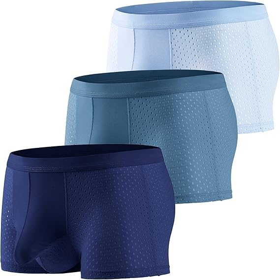 ASJAR Net Men Breathable Pouch Men Underwear Packs Mesh Boxer Briefs|Dots|Free Size (M 3) - Image 1