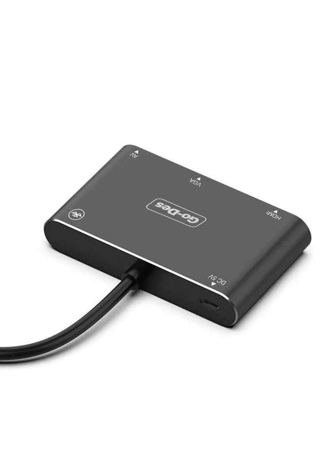 GO-DES 5-in-1 Mobile HD Screen Player USB-C Lightning Micro USB to HDTV VGA AV Adapter with Wireless Bluetooth Connection and 2K Ultra HD Output - Image 3