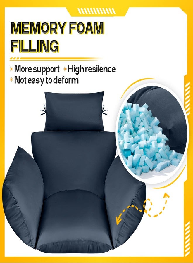 MAGIC ELEPHANT Egg Chair Cushion, Memory Foam Indoor Outdoor Hanging Egg Chair Cushion Replacement, Patio Basket Swing Chair Cushion with Headrest (Blue) - Image 2