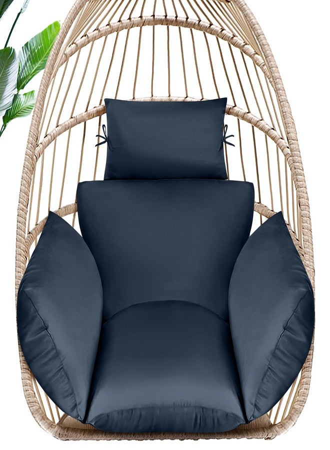 MAGIC ELEPHANT Egg Chair Cushion, Memory Foam Indoor Outdoor Hanging Egg Chair Cushion Replacement, Patio Basket Swing Chair Cushion with Headrest (Blue) - Image 1