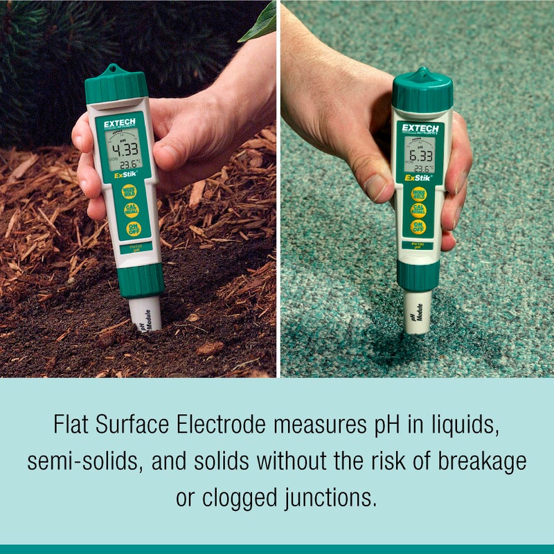 Extech PH100 Waterproof ExStik II pH Meter Kit with Flat Surface Electrode and Temperature Display - Image 3