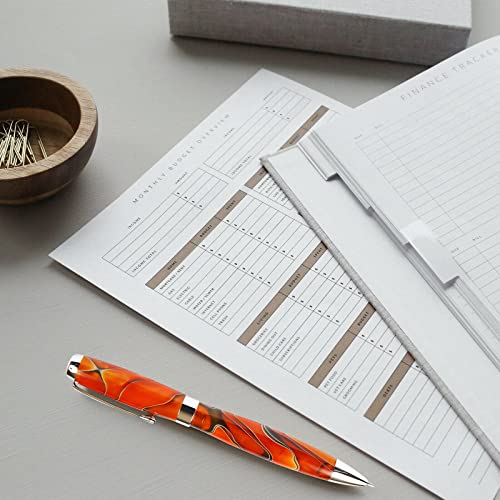 Lanier Pens Tuscany Orange & Black Ballpoint Pen - Marbleized Gloss Body - Image 4