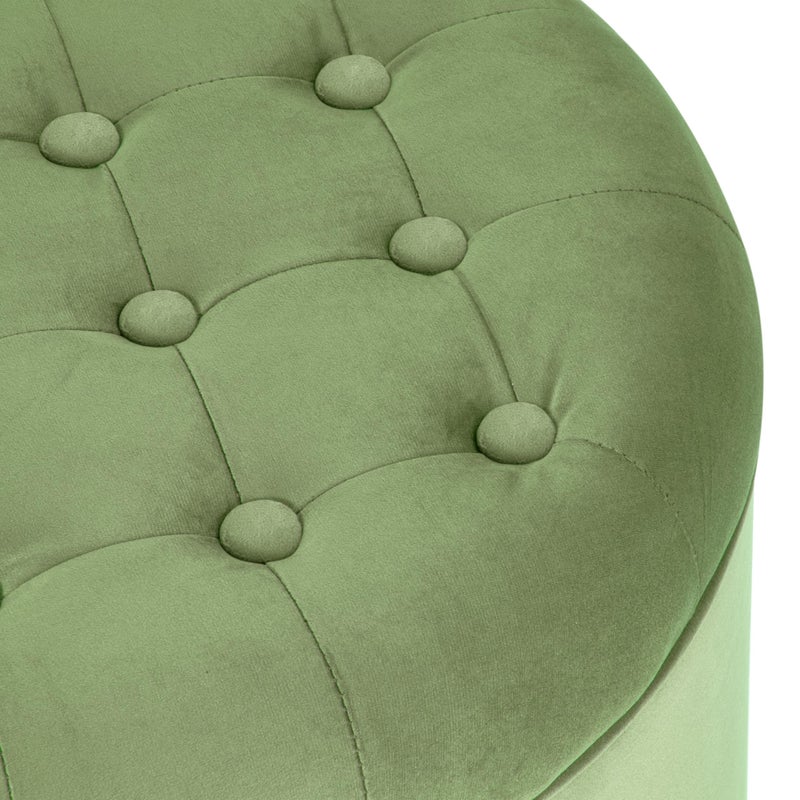 Homepop Home Decor | Upholstered Round Velvet Tufted Foot Rest Ottoman | Ottoman with Storage for Living Room & Bedroom | Decorative Home Furniture, Green - Image 5