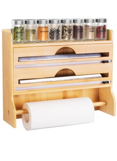 Generic Foil and Plastic Wrap Dispenser with Paper Towel Holder, 3 in 1 Plastic Wrap Organizer, Wall Mount Wrap Organizer  - Image 1