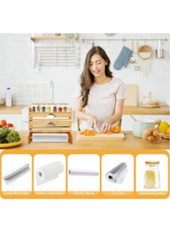 Generic Foil and Plastic Wrap Dispenser with Paper Towel Holder, 3 in 1 Plastic Wrap Organizer, Wall Mount Wrap Organizer  - Image 4