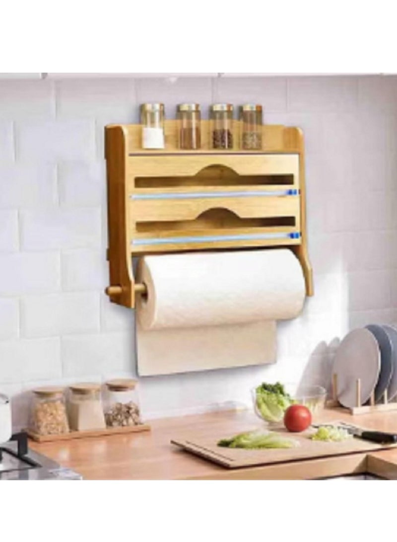 Foil and Plastic Wrap Dispenser with Paper Towel Holder, 3 in 1 Plastic Wrap Organizer, Wall Mount Wrap Organizer  - Image 5