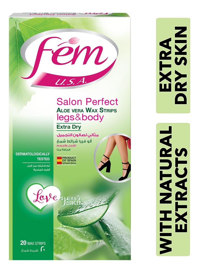 fem - Aloe Vera Wax Strips Legs & Body Extra Dry 20 Pieces Pack - Image 1