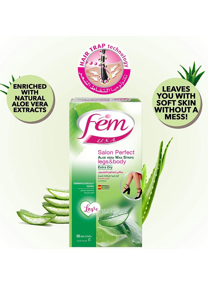 fem - Aloe Vera Wax Strips Legs & Body Extra Dry 20 Pieces Pack - Image 1