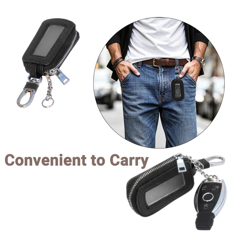 Yuoyar Key Fob Cover, Universal Car Key Leather Case, Fob Holder for Auto Remote (Black) - Image 2