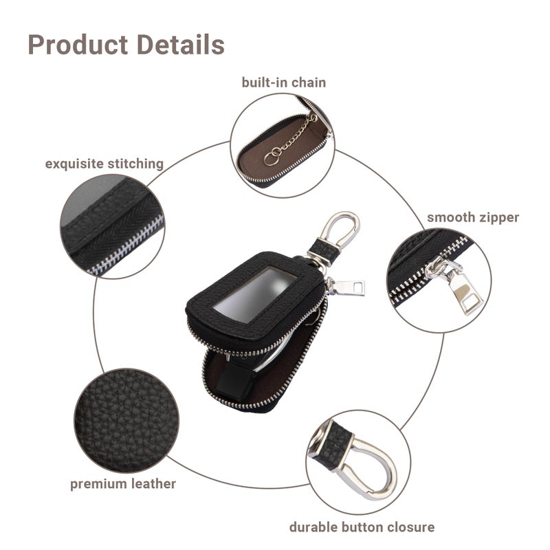 Yuoyar Key Fob Cover, Universal Car Key Leather Case, Fob Holder for Auto Remote (Black) - Image 5