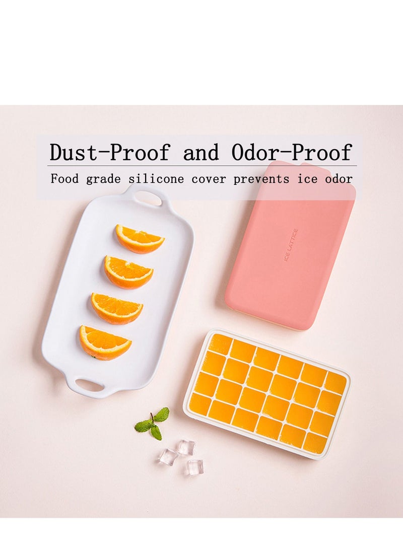 Y&D - Ice Cube Tray Silicone Easy Release Flexible 24-Ice Trays Molds with Removable Lid Dishwasher Safe Square Reusable (Pink) - Image 1