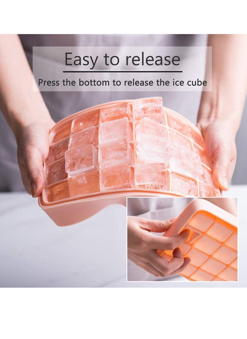 Y&D - Ice Cube Tray Silicone Easy Release Flexible 24-Ice Trays Molds with Removable Lid Dishwasher Safe Square Reusable (Pink) - Image 1