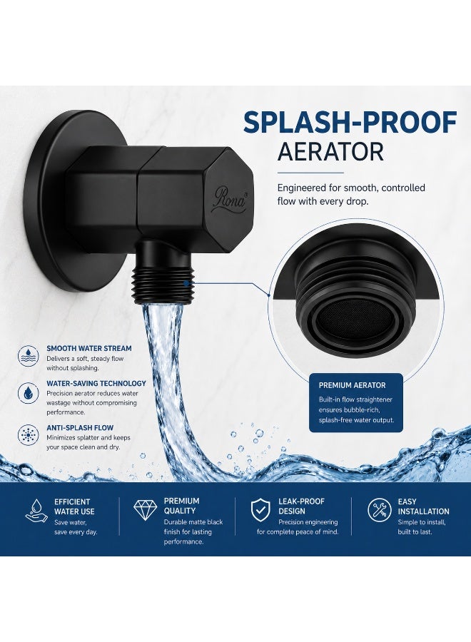 RONA Premium Solid Copper Angle Valve | Heavy-Duty Quarter Turn Shut-Off Valve with Hexagonal Cap | Leak-Proof Ceramic Disc | Universal G 1/2" Fitting for Bathroom & Kitchen | 5-Year Warranty (Available in 6 Luxury Finishes) - Image 3